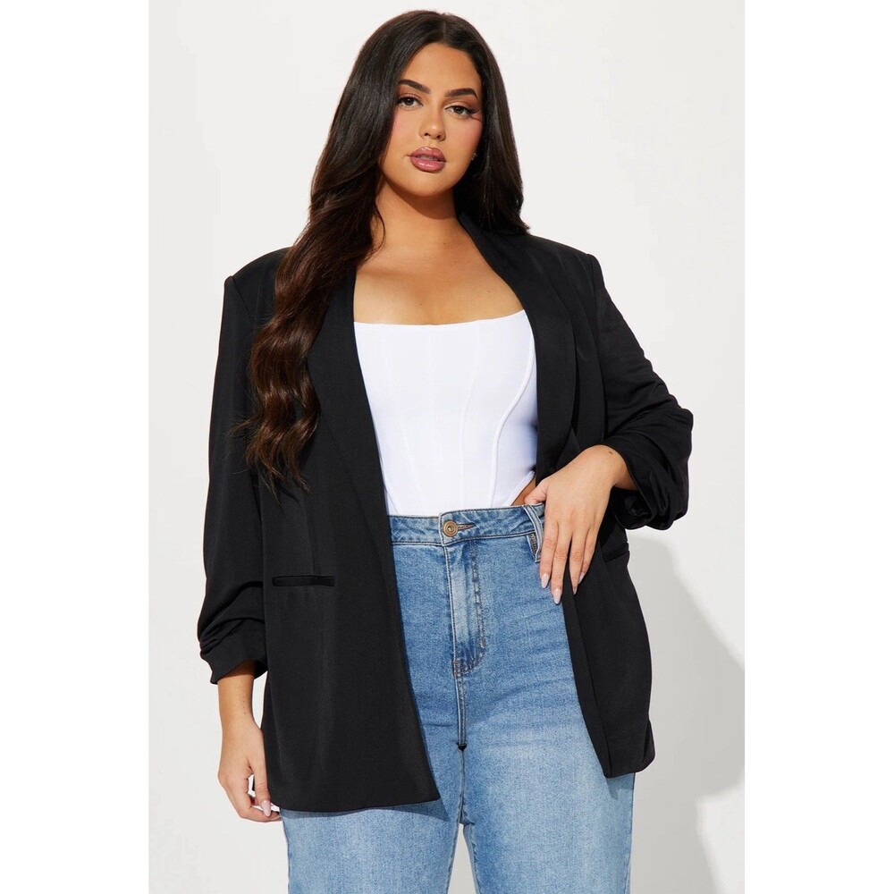 NWT Fashion Nova Harlow Blazer Black – Size XL Jacket Coat